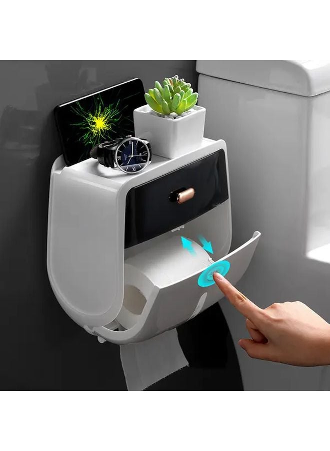 Green Double Layer Gold Plated Wall Mounted Bathroom Tissue Holder No Drill Adhesive Waterproof Shelf - Image 1